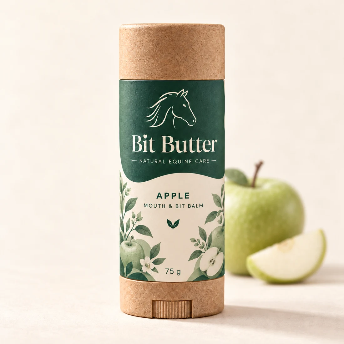 Bit Butter Apple mouth and bit balm in a 75 g push-up tube
