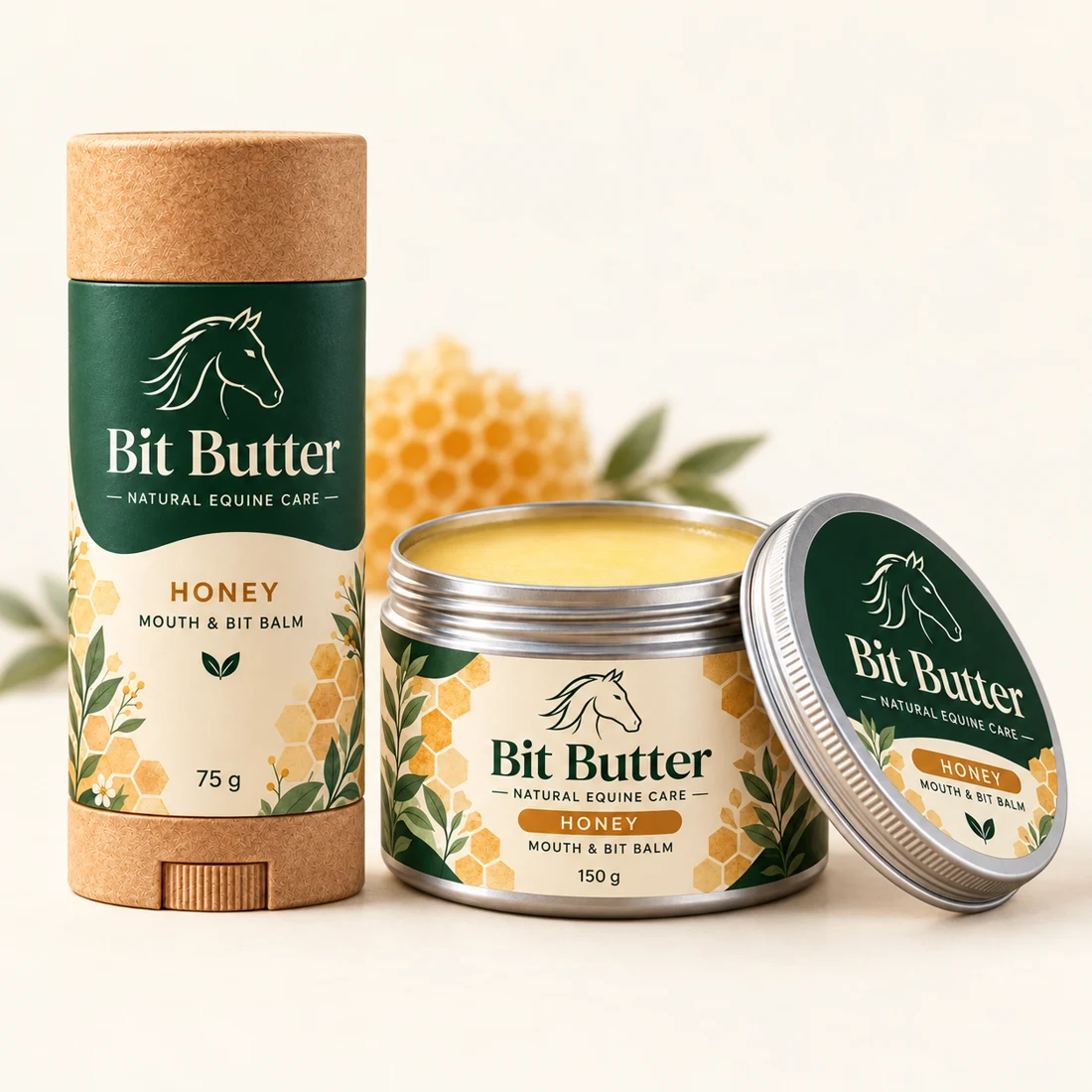 Bit Butter Honey 75 g push-up tube and 150 g tub